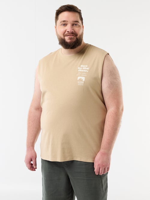 Camisola sem mangas de algodão estampada - Kiabi