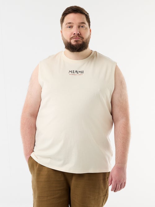 Camisola sem mangas de algodão estampada - Kiabi