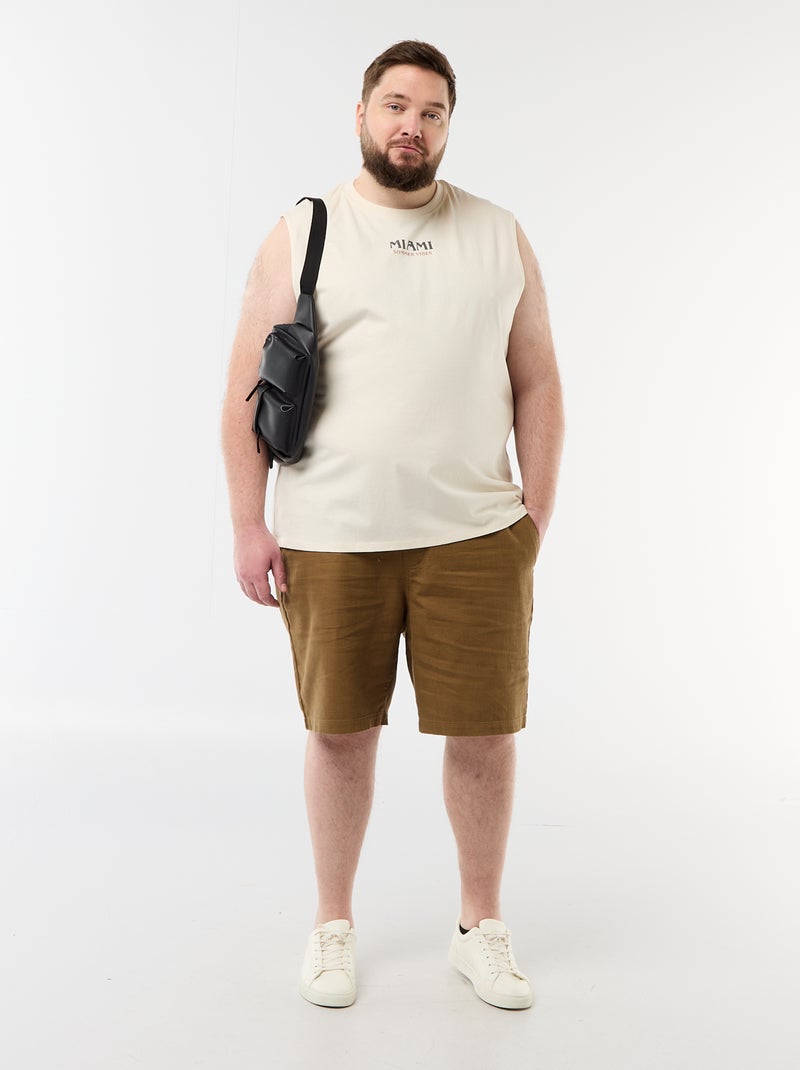 Camisola sem mangas de algodão estampada Branco - Kiabi