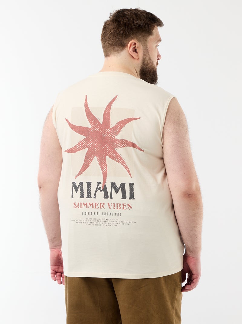 Camisola sem mangas de algodão estampada Branco - Kiabi