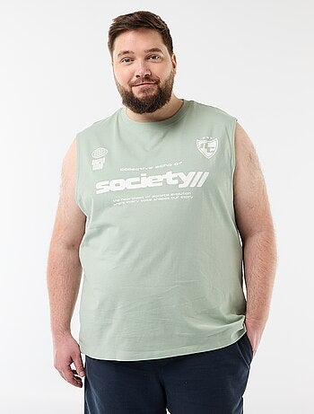 Camisola sem mangas de algodão estampada