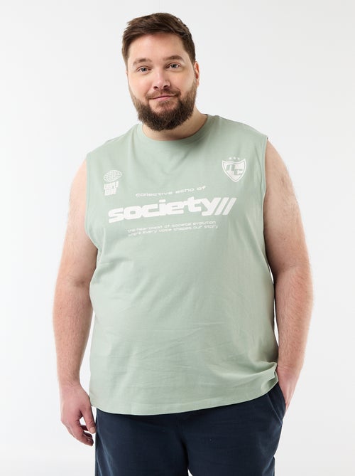 Camisola sem mangas de algodão estampada - Kiabi