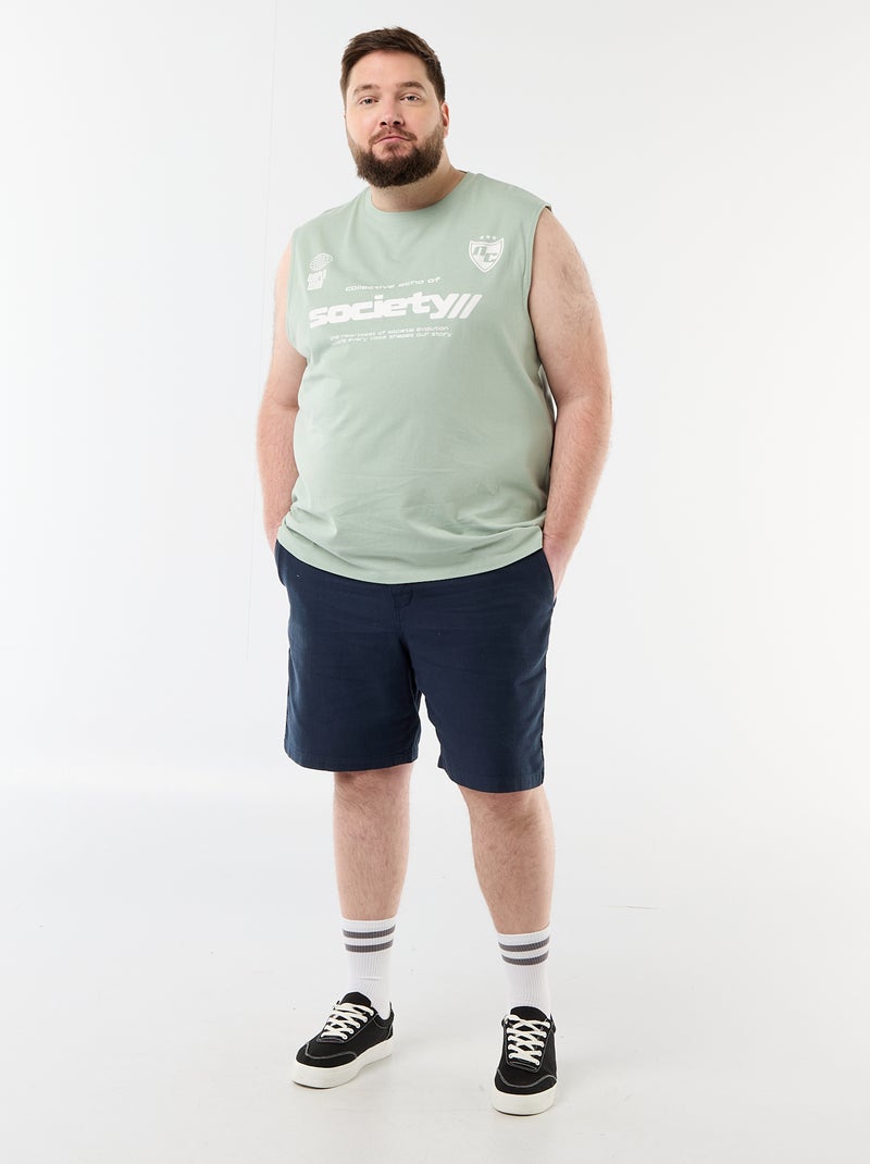 Camisola sem mangas de algodão estampada Verde - Kiabi