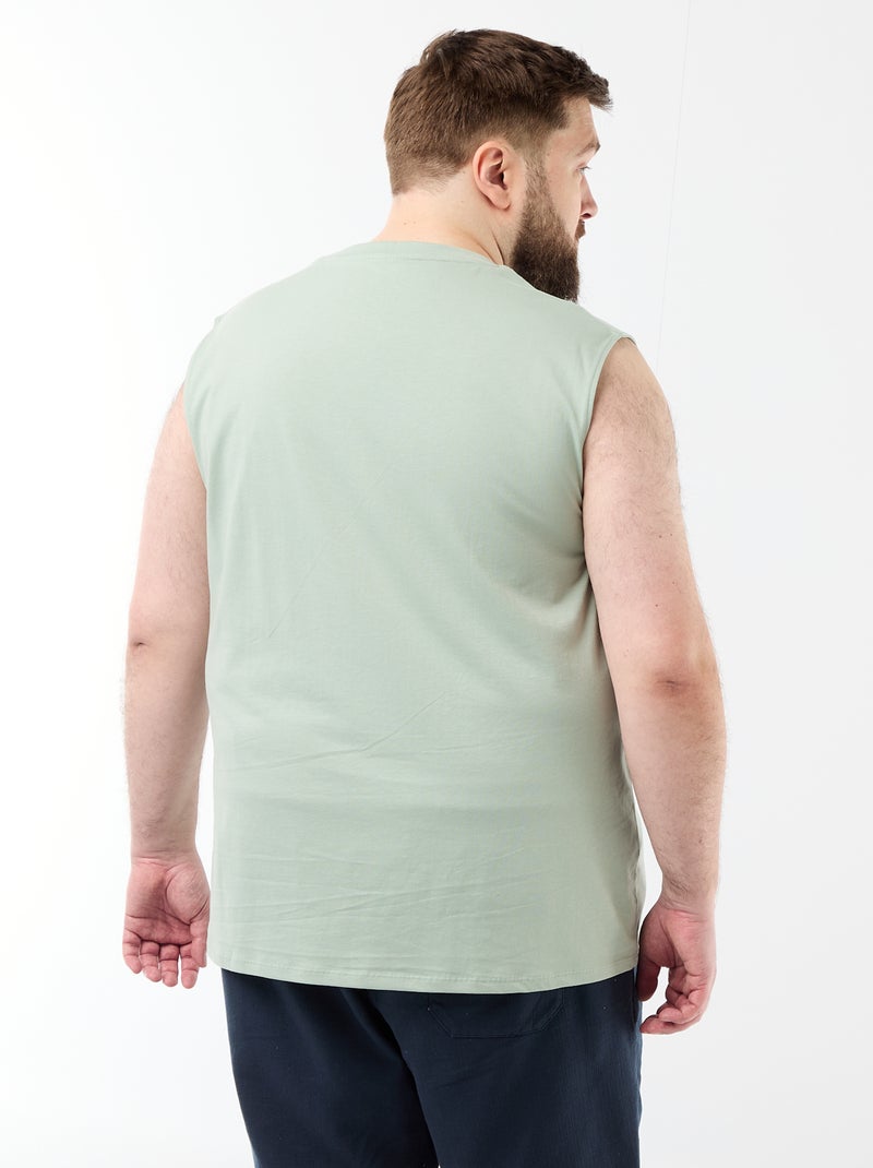 Camisola sem mangas de algodão estampada Verde - Kiabi