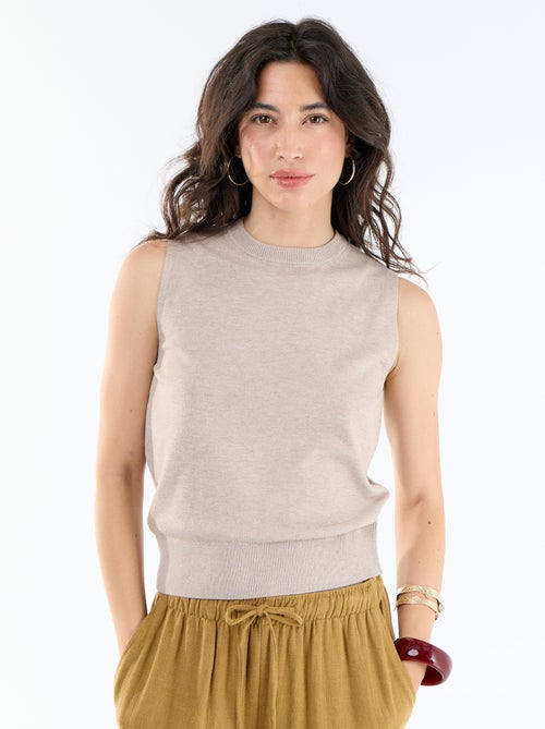 Camisola sem mangas de gola redonda - Kiabi