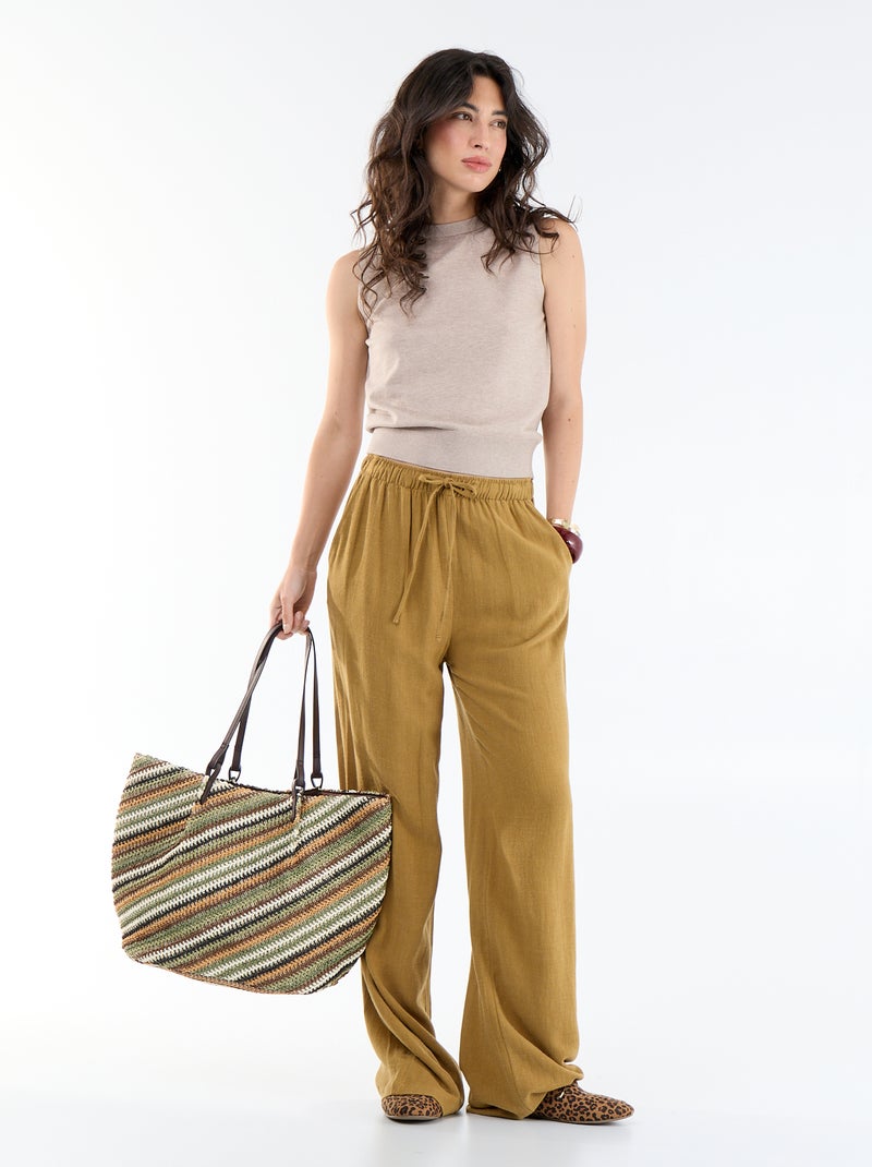 Camisola sem mangas de gola redonda Bege - Kiabi