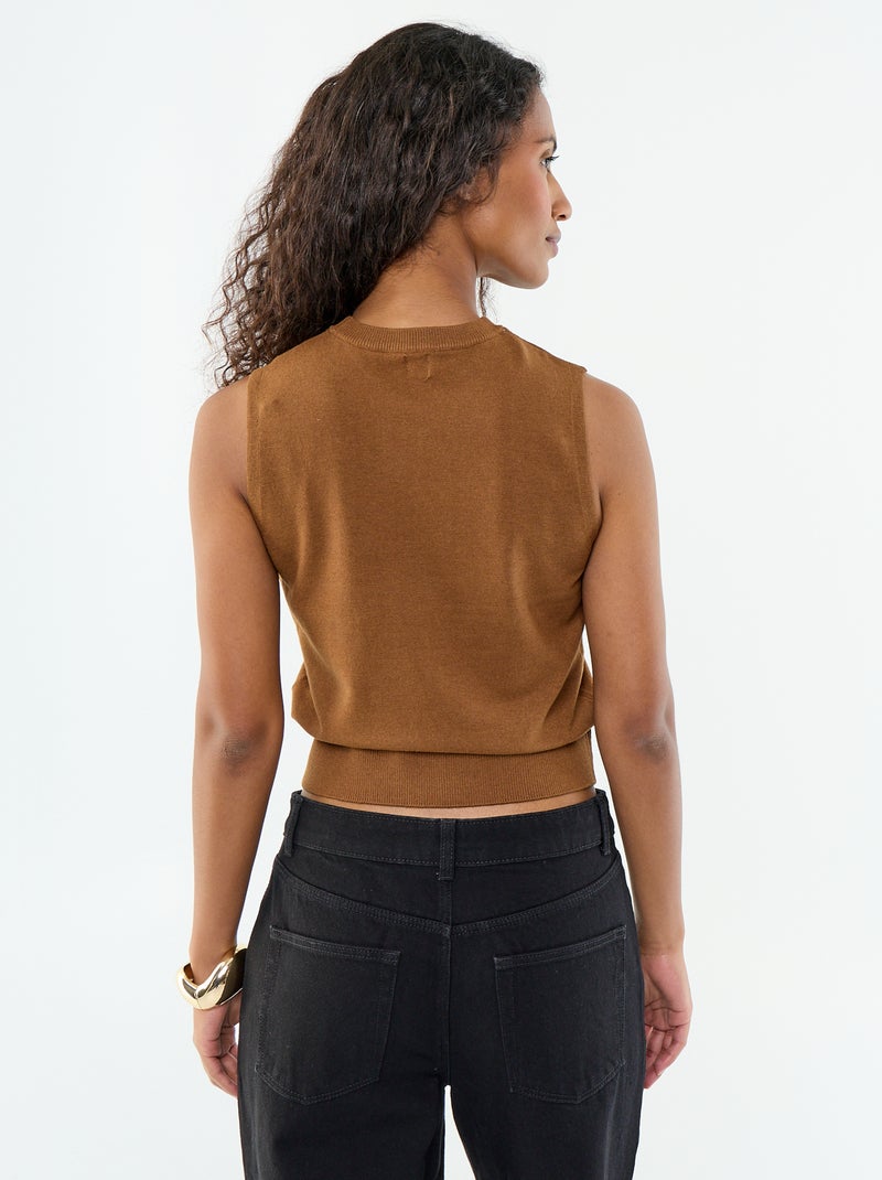 Camisola sem mangas de gola redonda Castanho - Kiabi