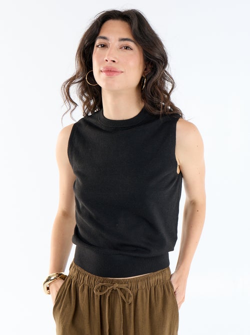Camisola sem mangas de gola redonda - Kiabi