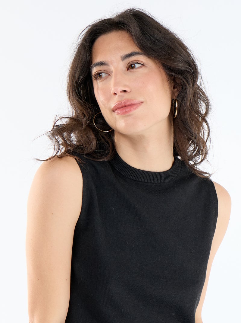Camisola sem mangas de gola redonda Preto - Kiabi