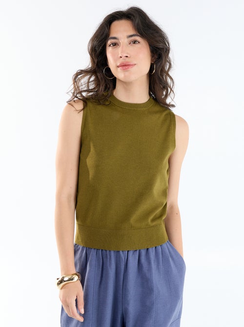 Camisola sem mangas de gola redonda - Kiabi