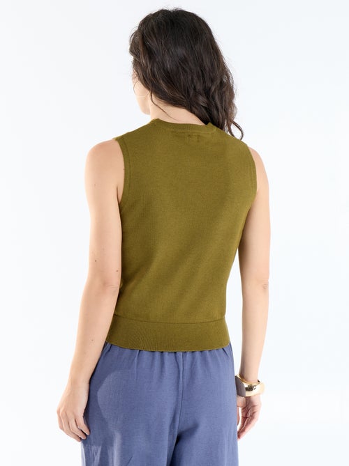 Camisola sem mangas de gola redonda - Kiabi