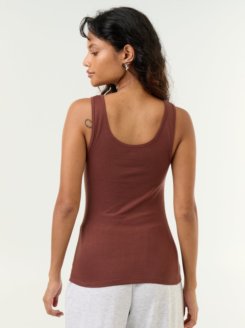 Camisola sem mangas de lã mesclada Castanho - Kiabi