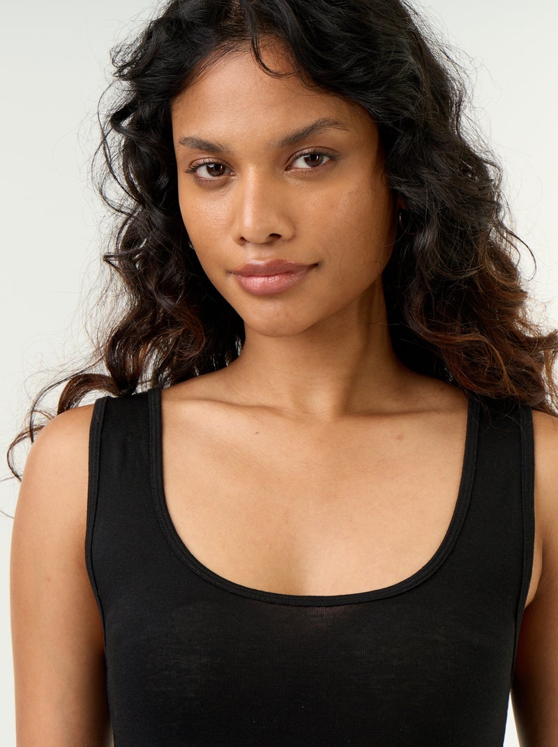 Camisola sem mangas de lã mesclada Preto - Kiabi