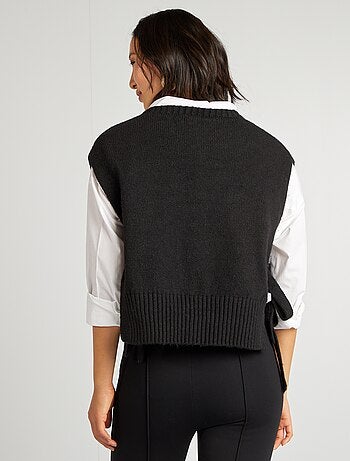 Camisola sem mangas de lã misturada