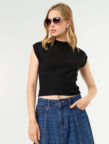 Camisola sem mangas de malha grossa