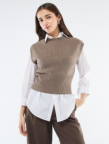 Camisola sem mangas de malha quente