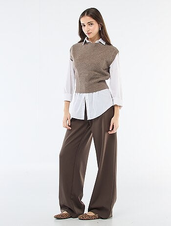 Camisola sem mangas de malha quente