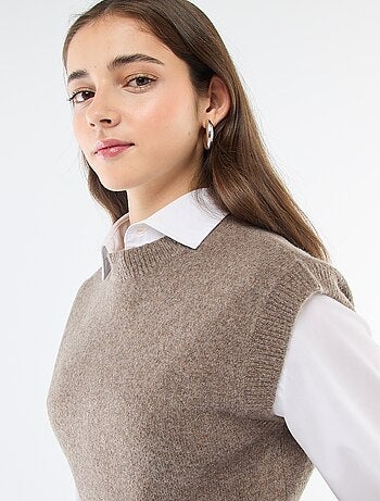 Camisola sem mangas de malha quente