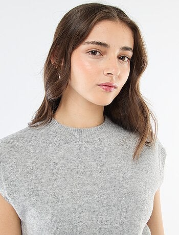 Camisola sem mangas de malha quente