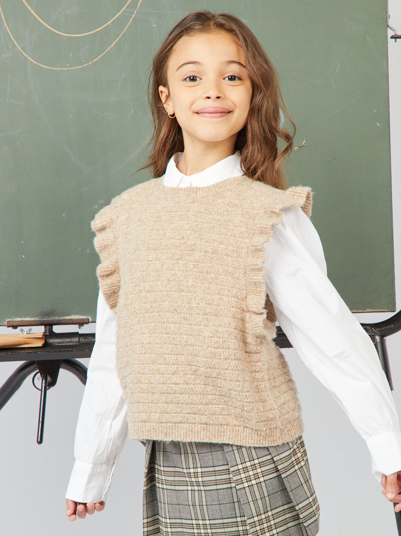 Camisola sem mangas de malha suave BEGE - Kiabi