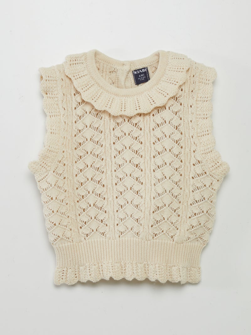 Camisola sem mangas de tricô BRANCO - Kiabi
