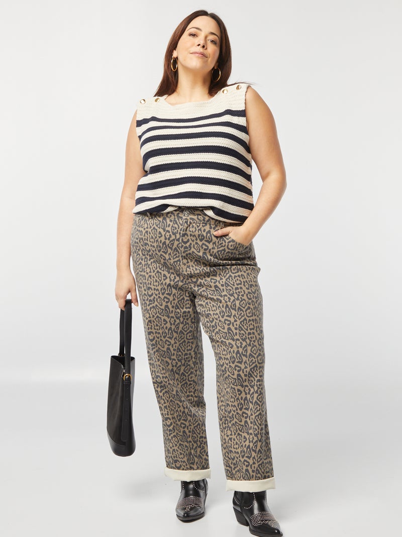 Camisola sem mangas em croché Azul - Kiabi