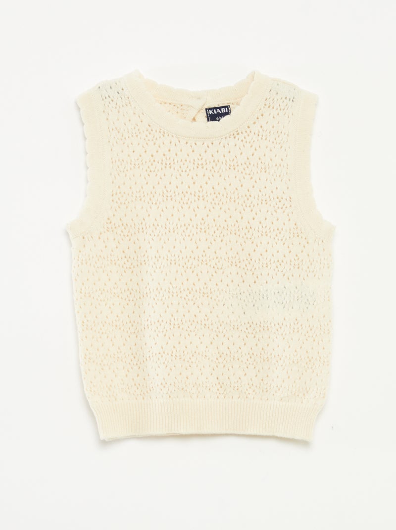 Camisola sem mangas em croché BRANCO - Kiabi