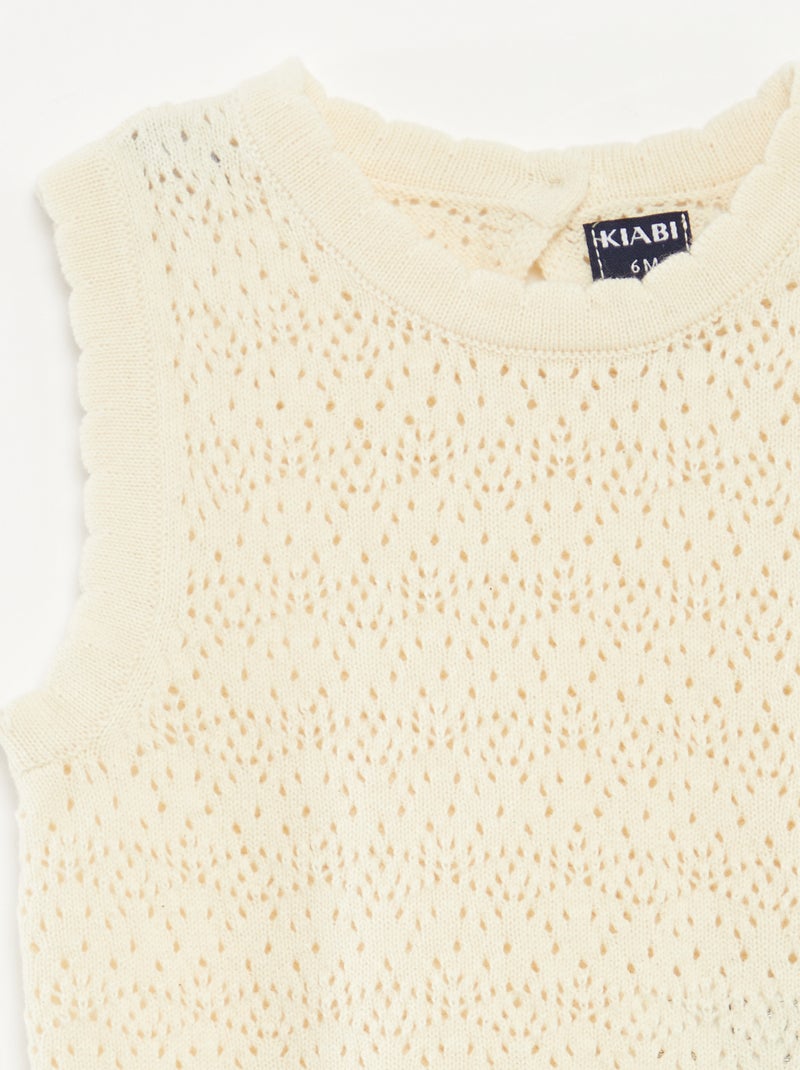 Camisola sem mangas em croché BRANCO - Kiabi