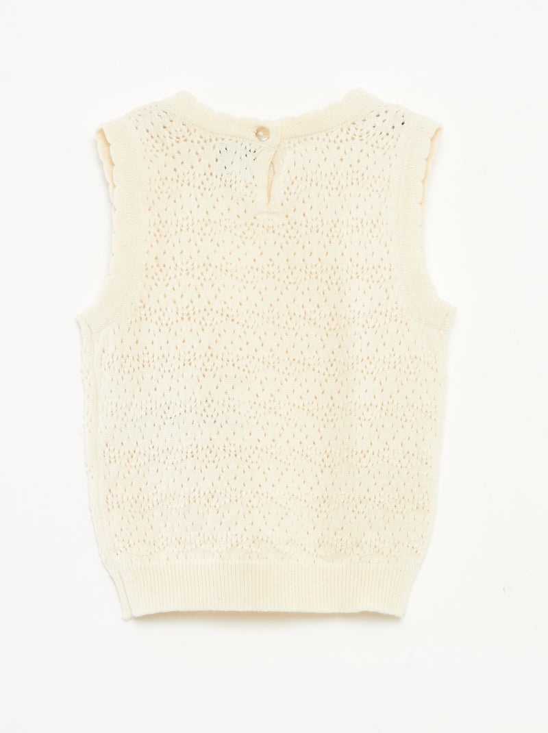 Camisola sem mangas em croché BRANCO - Kiabi