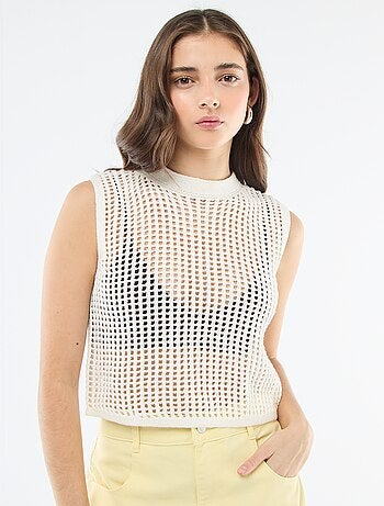Camisola sem Mangas em Croché