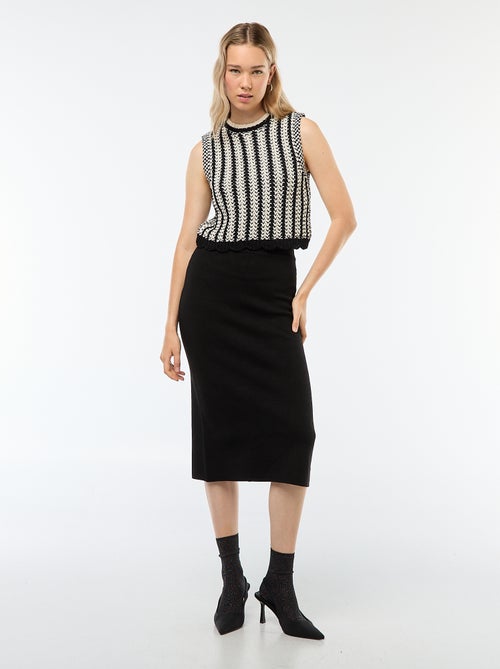 Camisola sem mangas em croché com base ondulada - Kiabi