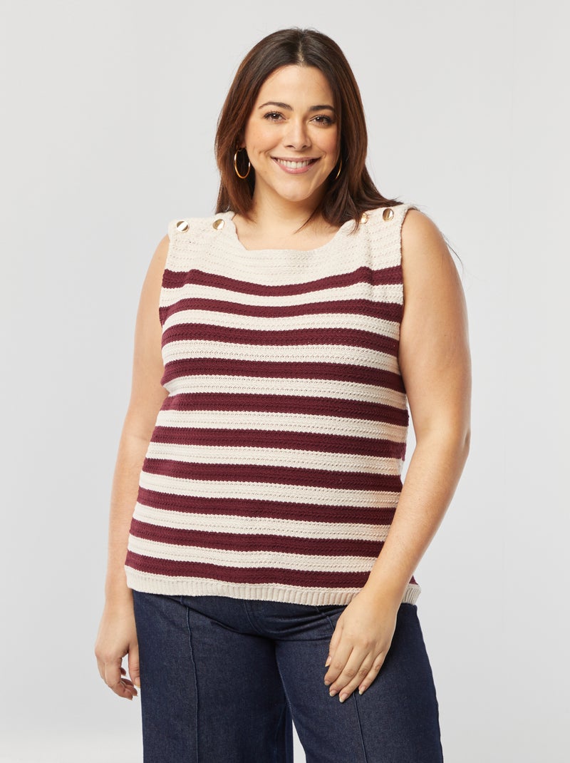 Camisola sem mangas em croché Vermelho - Kiabi