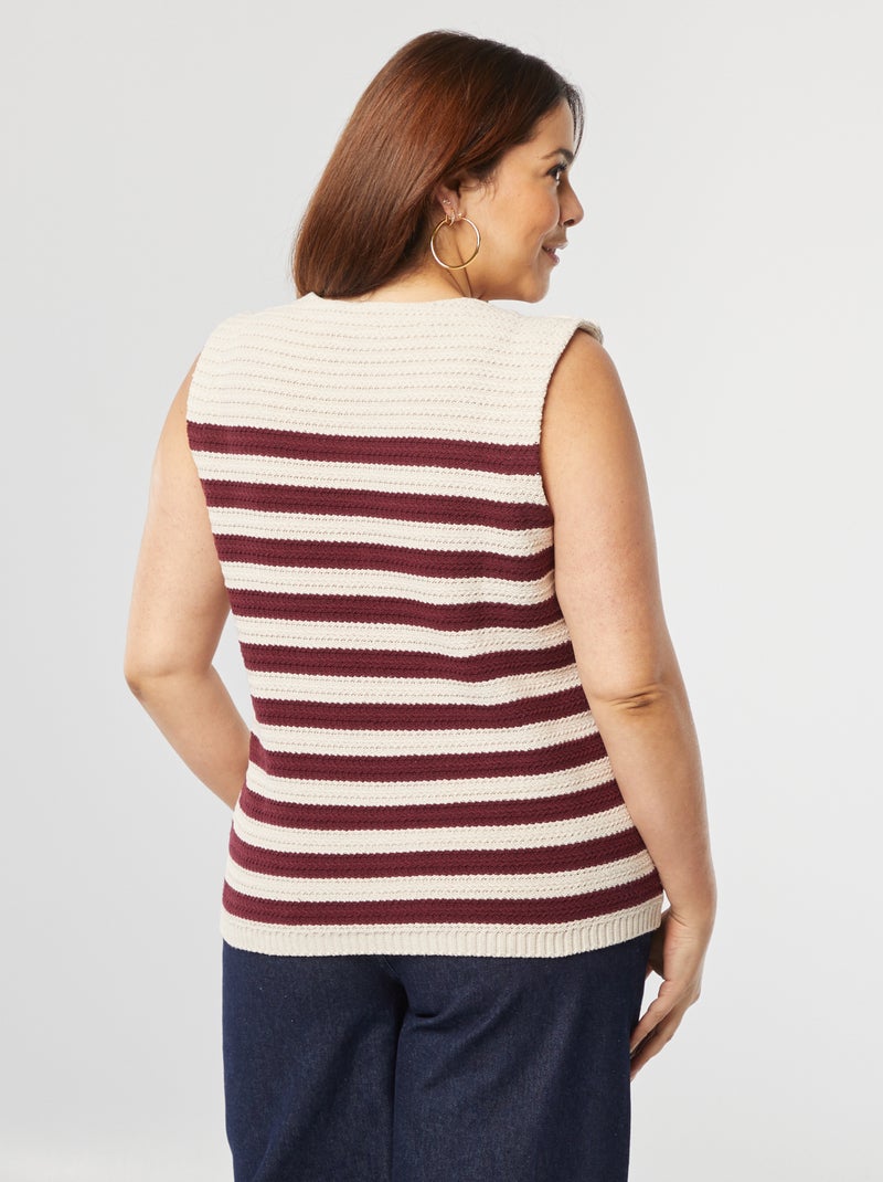 Camisola sem mangas em croché Vermelho - Kiabi