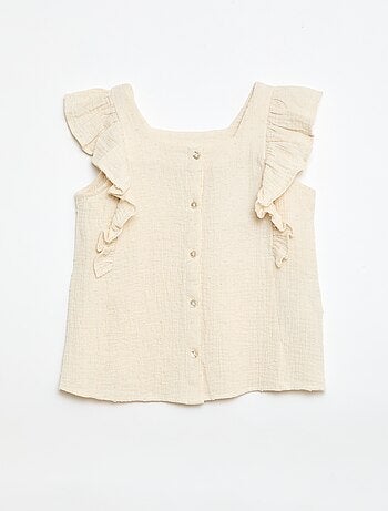 Camisola sem mangas em dupla gaze de algodão