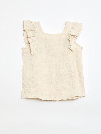 Camisola sem mangas em dupla gaze de algodão