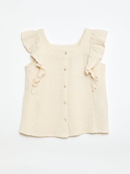 Camisola sem mangas em dupla gaze de algodão - Kiabi