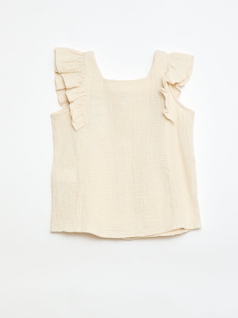 Camisola sem mangas em dupla gaze de algodão Branco - Kiabi