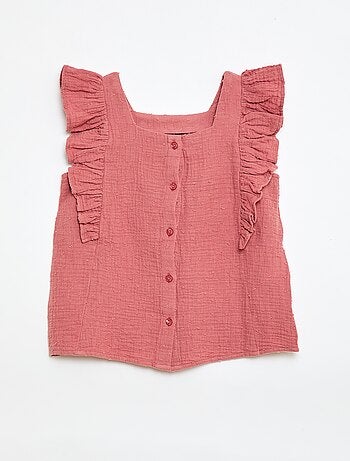 Camisola sem mangas em dupla gaze de algodão