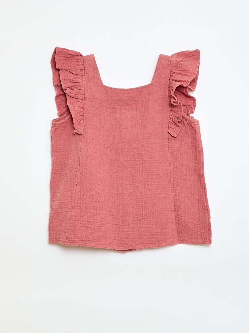 Camisola sem mangas em dupla gaze de algodão Rosa - Kiabi