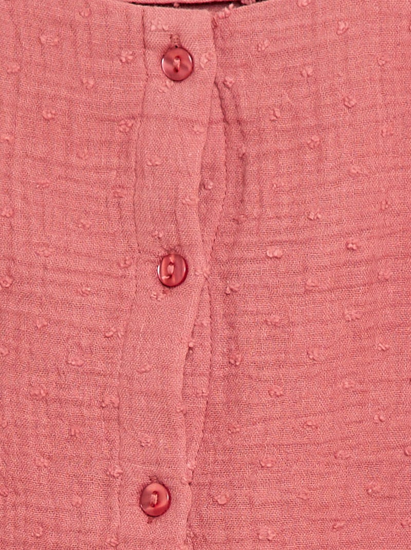 Camisola sem mangas em dupla gaze de algodão Rosa - Kiabi