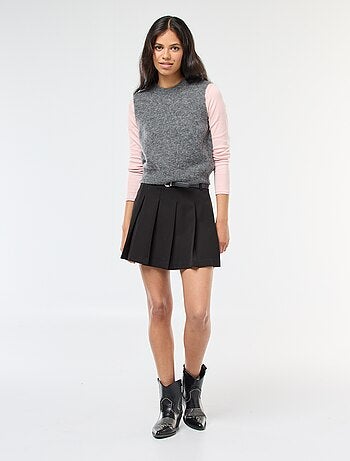 Camisola sem mangas em lã e mohair misturado