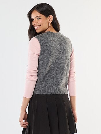 Camisola sem mangas em lã e mohair misturado