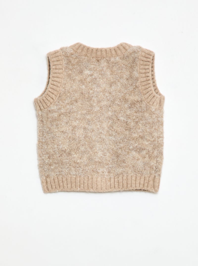 Camisola sem mangas em malha bouclé Bege - Kiabi