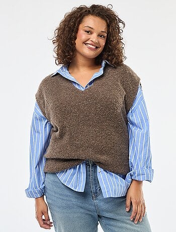 Camisola sem mangas em malha fina