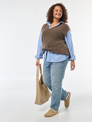 Camisola sem mangas em malha fina