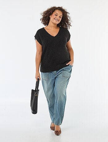 Camisola sem mangas em malha fina