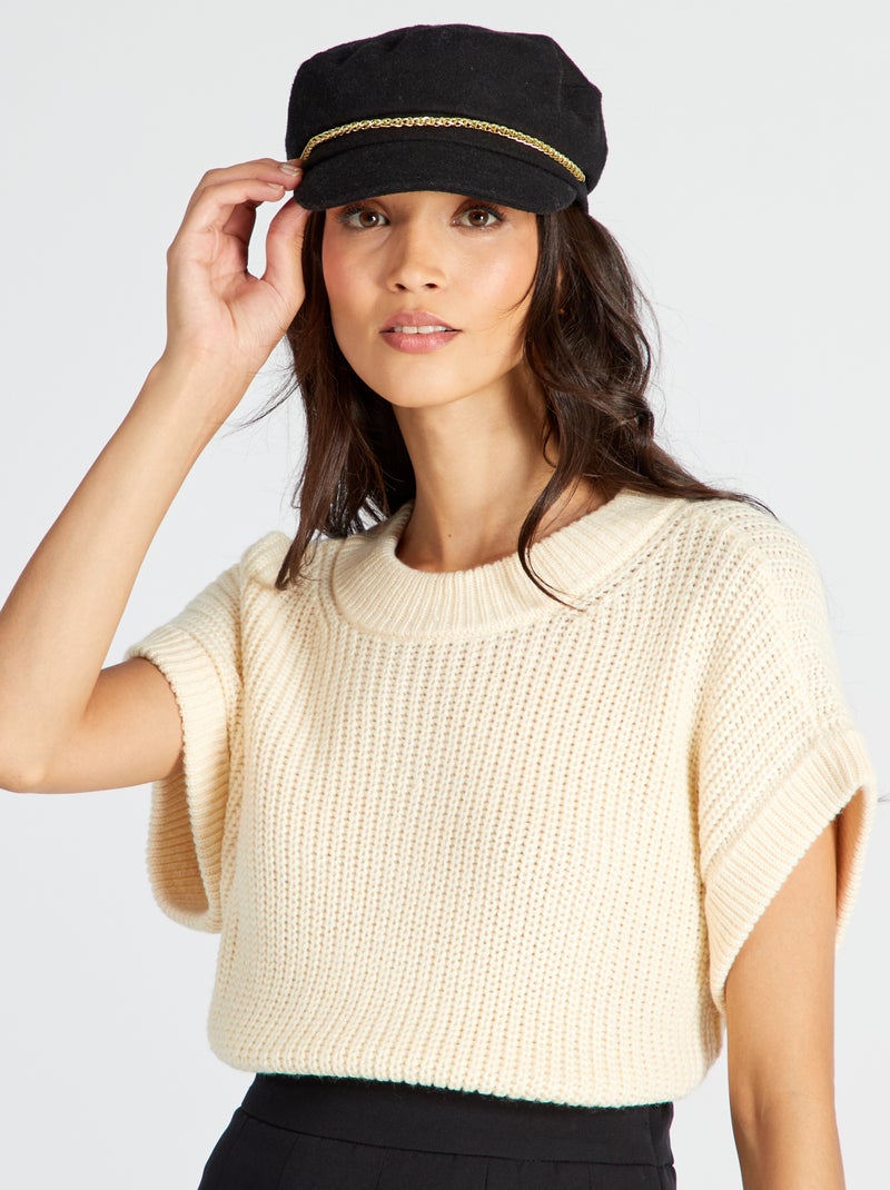 Camisola sem mangas em malha grossa bege - Kiabi