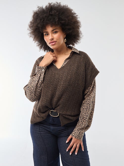 Camisola sem mangas em malha torcida de ponto grosso - Kiabi