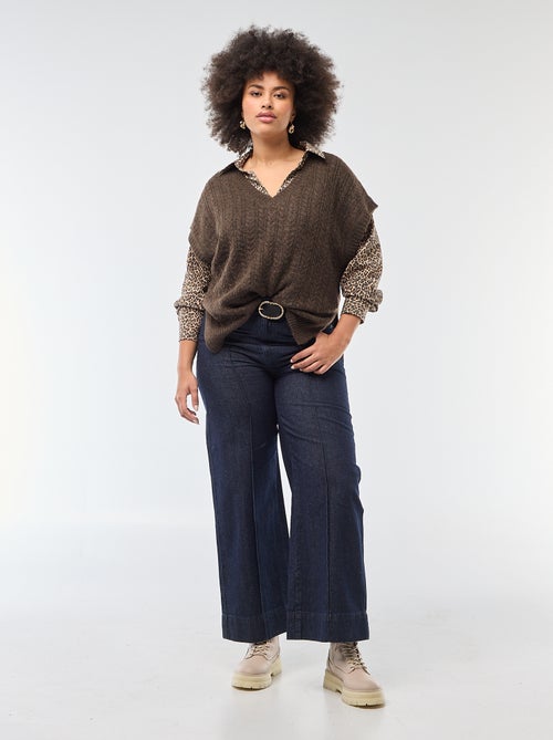 Camisola sem mangas em malha torcida de ponto grosso - Kiabi