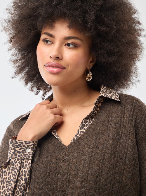 Camisola sem mangas em malha torcida de ponto grosso - Kiabi